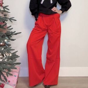 Women's Red Wide-Leg Pants